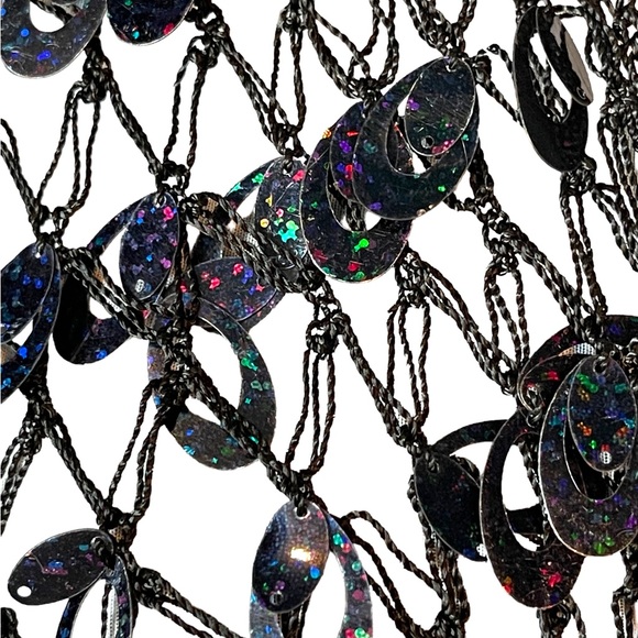 Black & Gold Full Sequin Evening Shawl Scarf - Picture 8 of 14